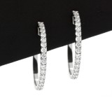 1.75 Cts. 18K White Gold Medium Diamond Hoop Earrings